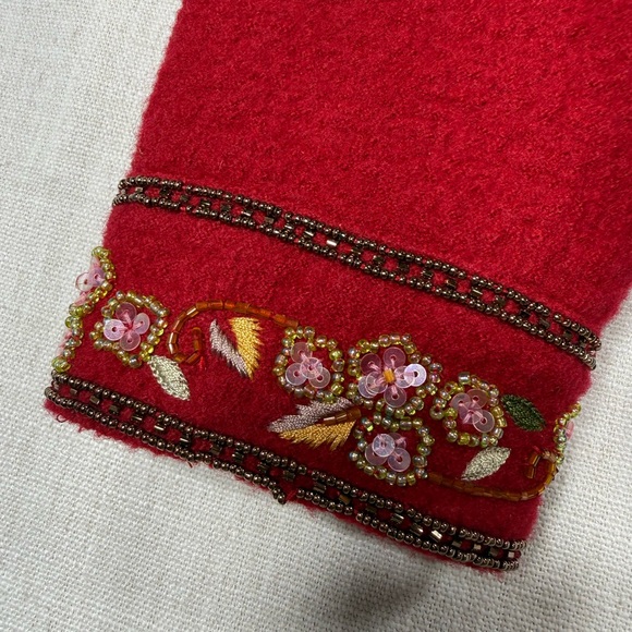 Talbots Red Embroidered Button-Front Jacket - Picture 2 of 12